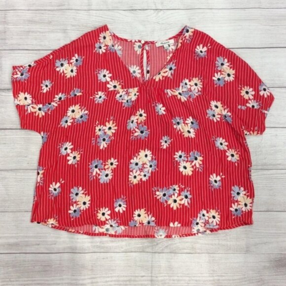 MADEWELL Rhyme Short Sleeve Floral Retro Blouse in Daisy Society EUC sz S - Picture 4 of 11